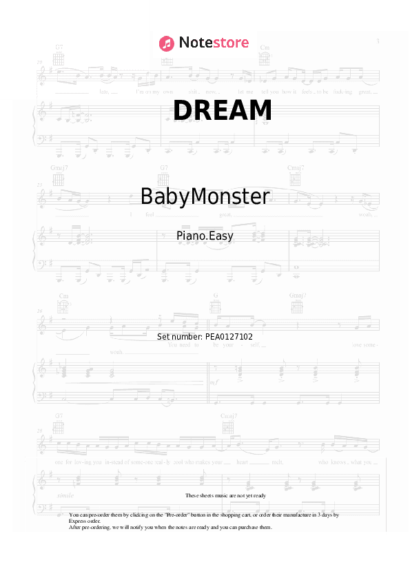 DREAM - BabyMonster Piano Sheet Music Easy - Piano.Easy