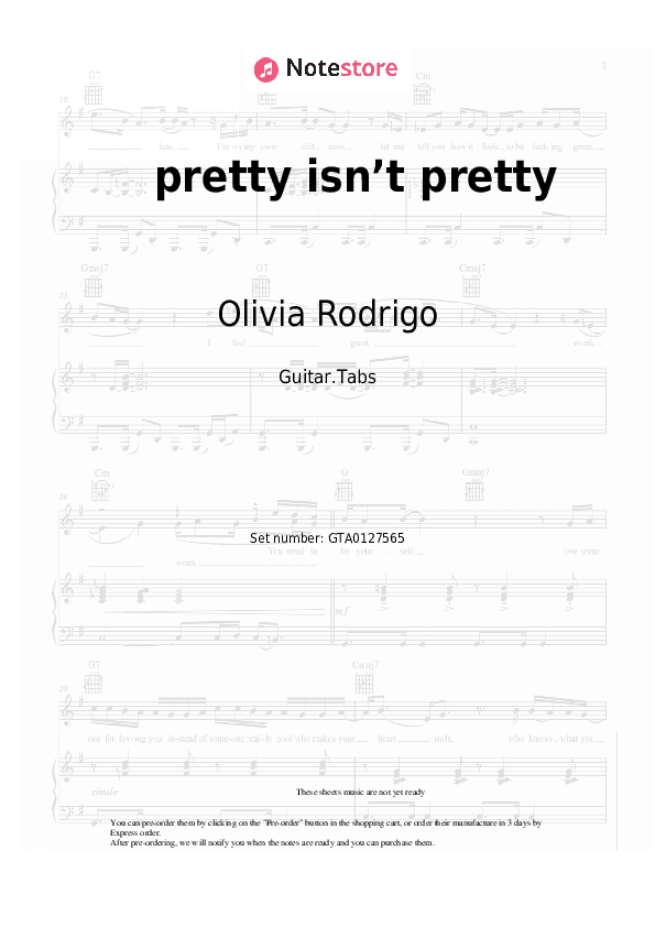 pretty isn’t pretty - Olivia Rodrigo Tabs - Guitar.Tabs