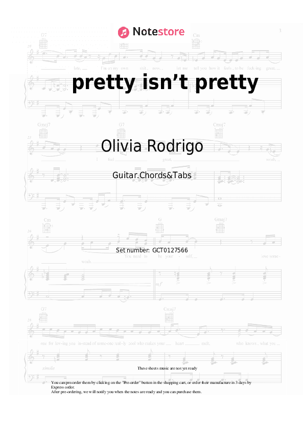 pretty isn’t pretty - Olivia Rodrigo Chords and Tabs - Guitar.Chords&Tabs