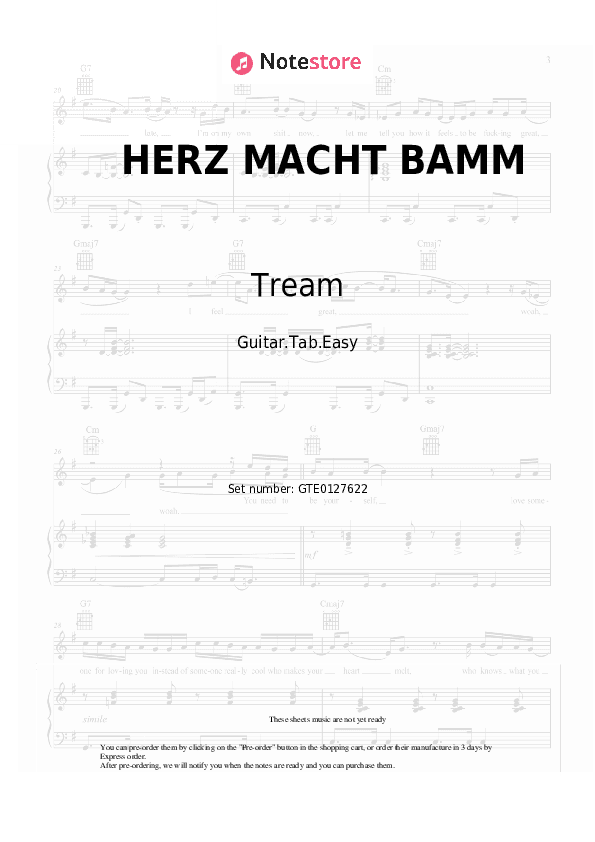 HERZ MACHT BAMM - Tream, treamiboii Tabs Easy - Guitar.Tab.Easy