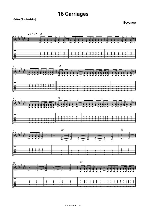 16 Carriages - Beyonce Chords and Tabs - Guitar.Chords&Tabs