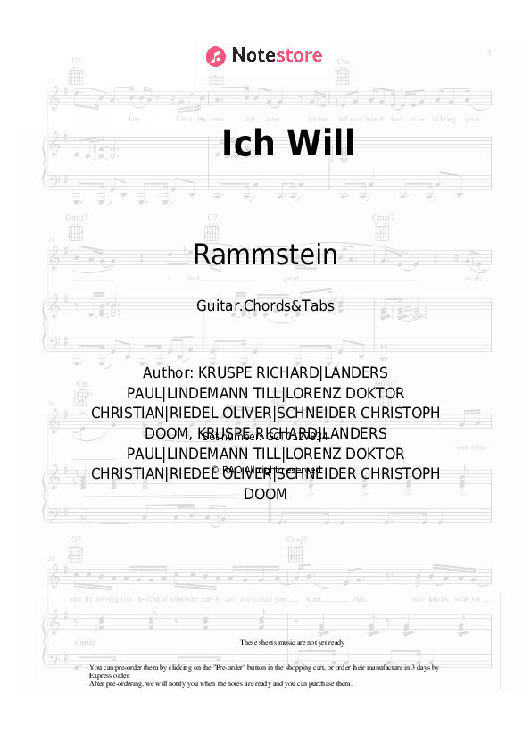 Ich Will - Rammstein Chords and Tabs - Guitar.Chords&Tabs