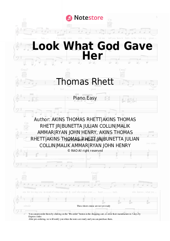 Look What God Gave Her - Thomas Rhett Piano Sheet Music Easy - Piano.Easy