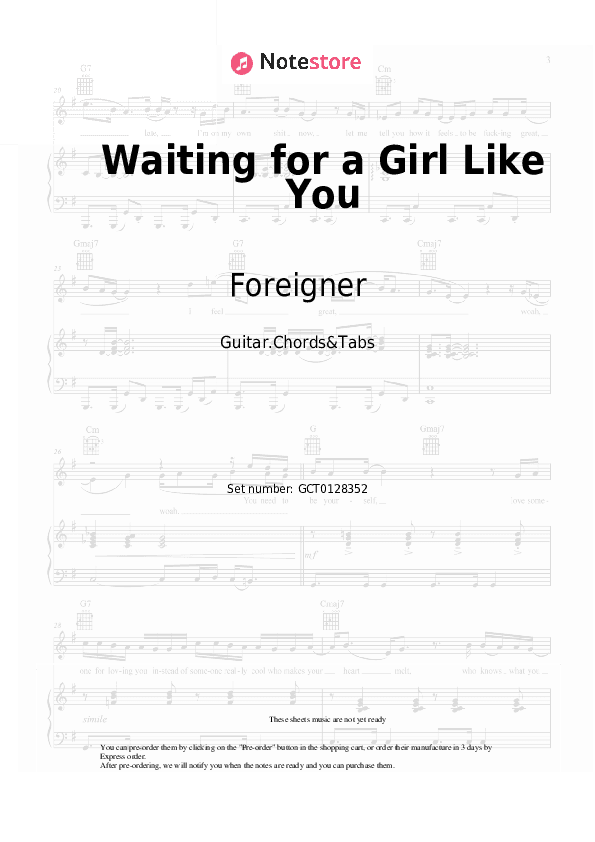 Waiting for a Girl Like You - Foreigner Chords and Tabs - Guitar.Chords&Tabs