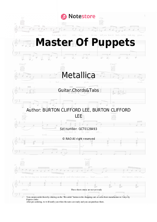 Master Of Puppets - Metallica Chords and Tabs - Guitar.Chords&Tabs