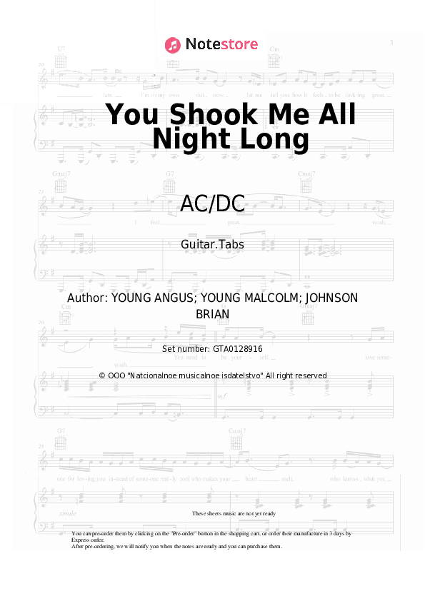 You Shook Me All Night Long - AC/DC Tabs - Guitar.Tabs
