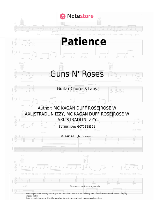 Patience - Guns N' Roses Chords and Tabs - Guitar.Chords&Tabs