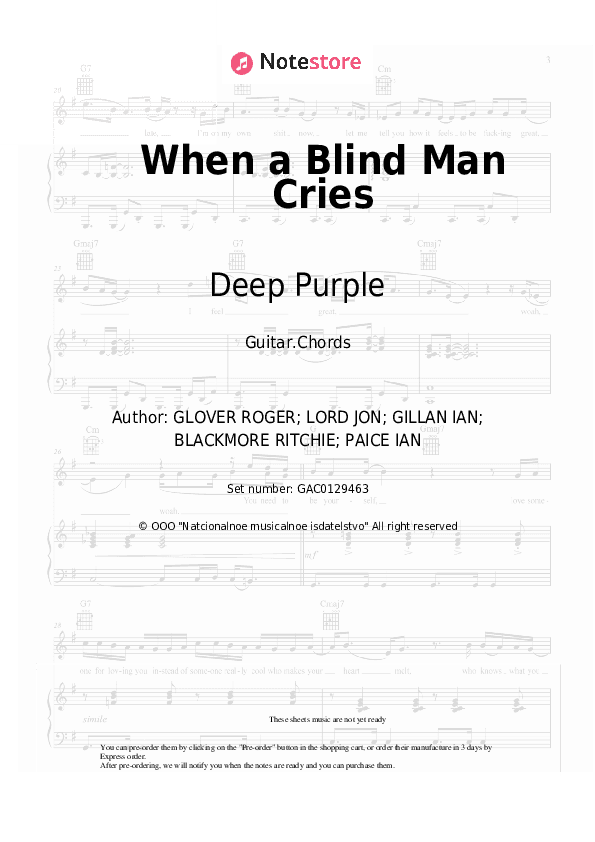 When a Blind Man Cries - Deep Purple Chords - Guitar.Chords