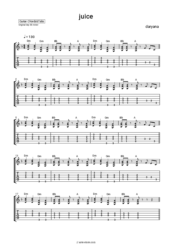 juice - daryana Chords and Tabs - Guitar.Chords&Tabs