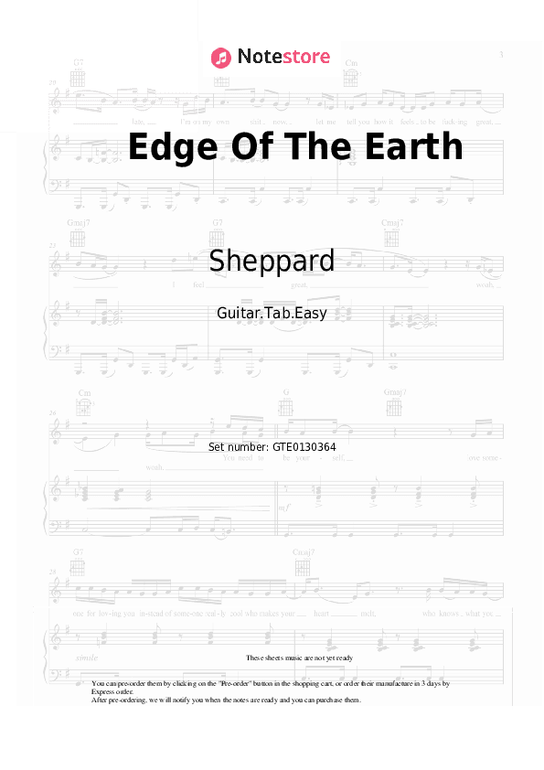 Edge Of The Earth - Sheppard Tabs Easy - Guitar.Tab.Easy