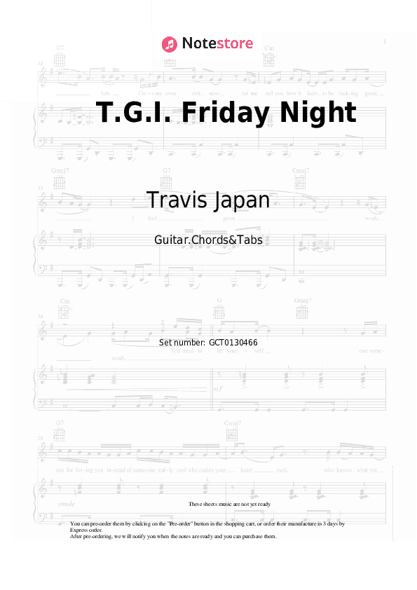 T.G.I. Friday Night - Travis Japan Chords and Tabs - Guitar.Chords&Tabs