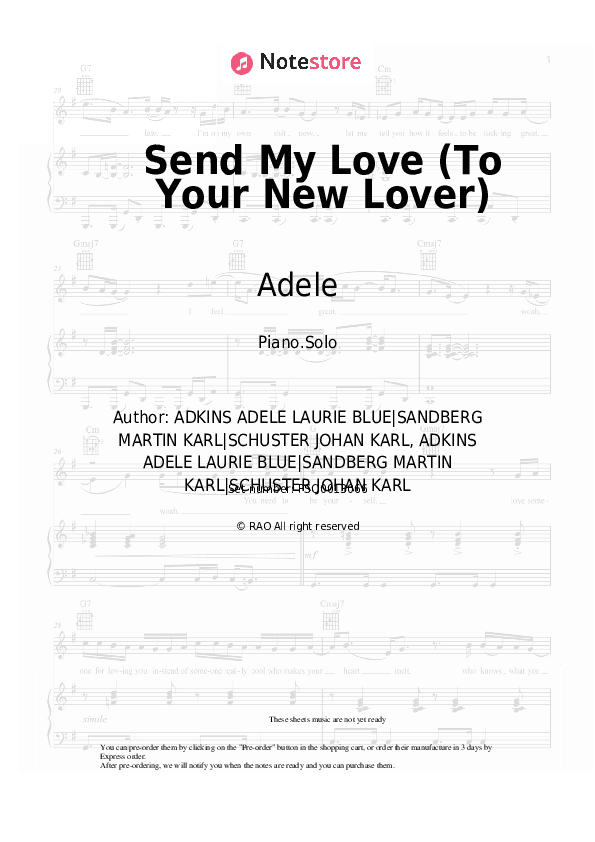 Send My Love (To Your New Lover) - Adele Piano Sheet Music - Piano.Solo