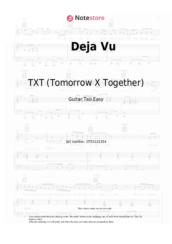 Deja Vu - TXT (Tomorrow X Together) Tabs Easy - Guitar.Tab.Easy