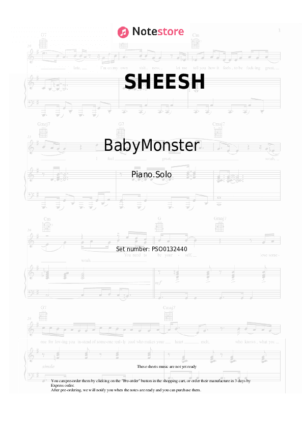 SHEESH - BabyMonster Piano Sheet Music - Piano.Solo