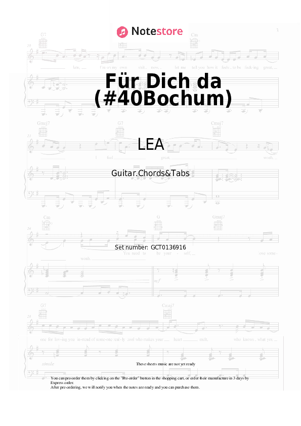 Für Dich da (#40Bochum) - LEA, Herbert Grönemeyer Chords and Tabs - Guitar.Chords&Tabs