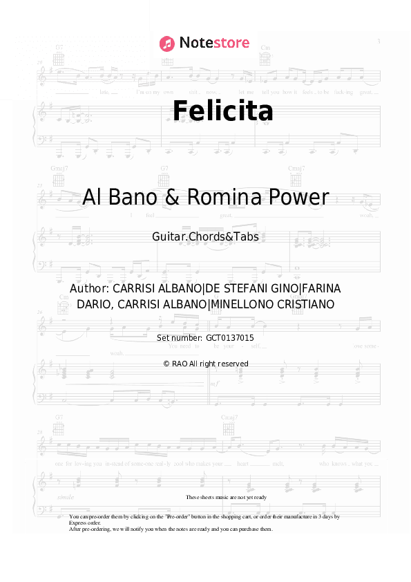 Felicita - Al Bano & Romina Power Chords and Tabs - Guitar.Chords&Tabs