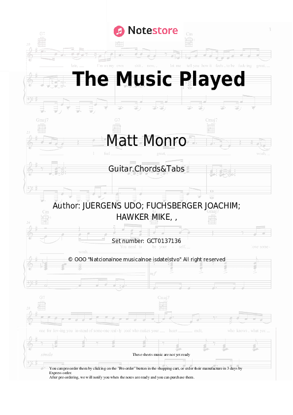 The Music Played - Matt Monro Chords and Tabs - Guitar.Chords&Tabs