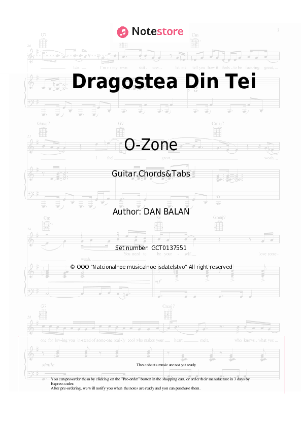 Dragostea Din Tei - O-Zone Chords and Tabs - Guitar.Chords&Tabs