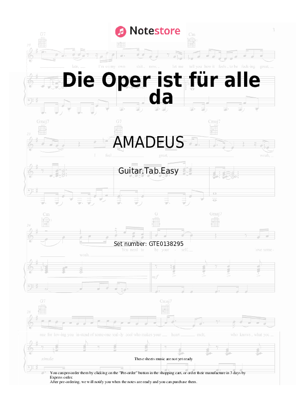 Die Oper ist für alle da - AMADEUS Tabs Easy - Guitar.Tab.Easy