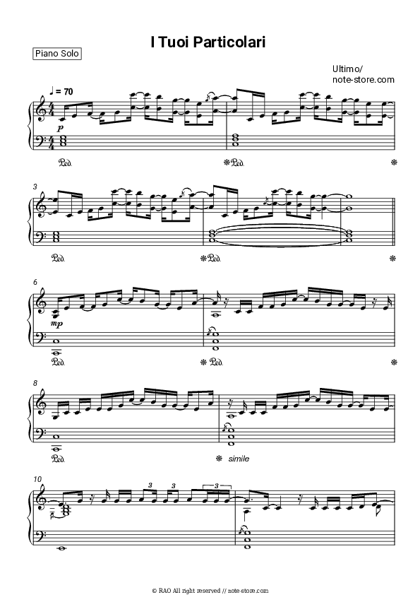 I tuoi particolari - Ultimo Piano Sheet Music - Piano.Solo