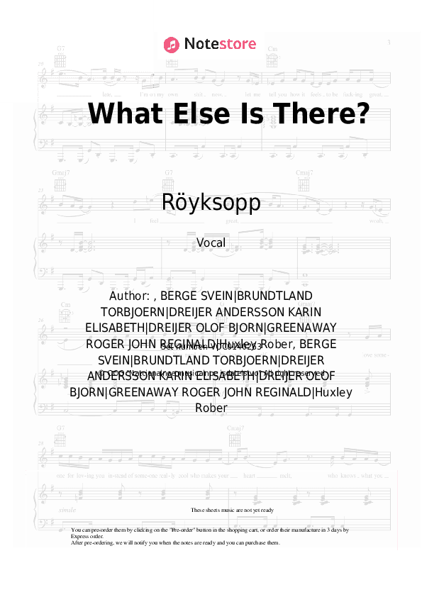 What Else Is There? - Röyksopp Vocal Sheet Music - Vocal