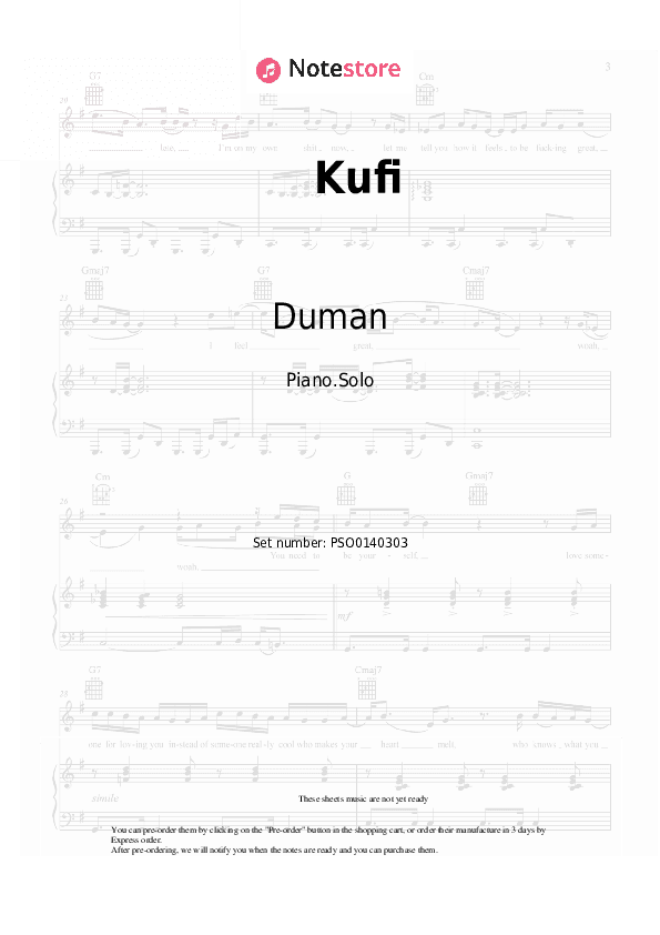 Kufi - Duman Piano Sheet Music - Piano.Solo