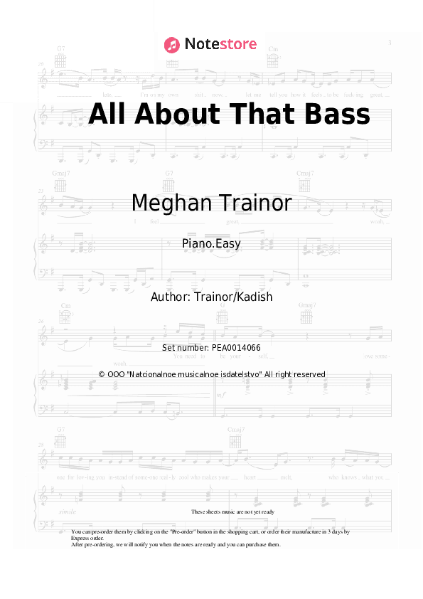 All About That Bass - Meghan Trainor Piano Sheet Music Easy - Piano.Easy