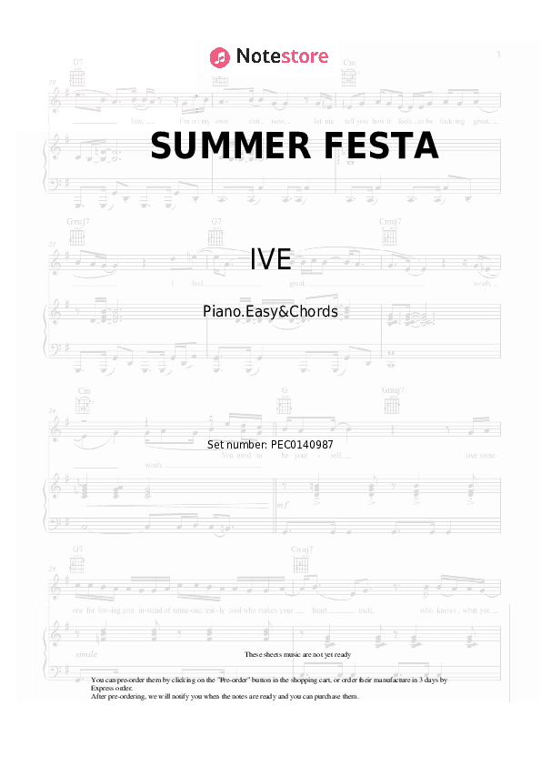 SUMMER FESTA - IVE Sheet Music Easy and Chords - Piano.Easy&Chords