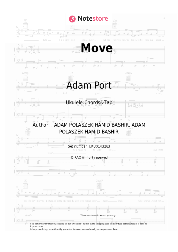 Move - Adam Port, Stryv, Keinemusik, Orso, Malachiii Ukulele Sheet Music - Ukulele.Chords&Tab