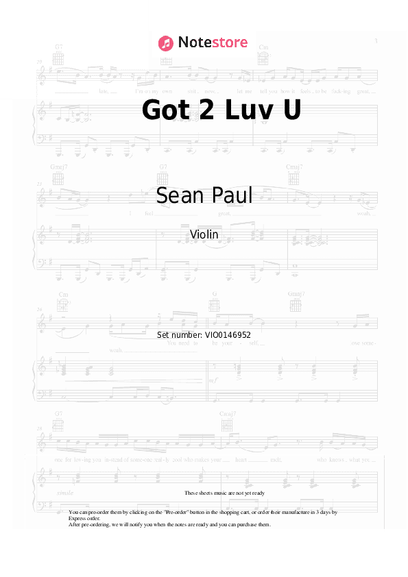 Got 2 Luv U - Sean Paul, Alexis Jordan Violin Sheet Music - Violin