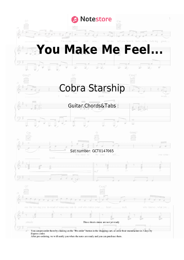 You Make Me Feel... - Cobra Starship, Sabi Chords and Tabs - Guitar.Chords&Tabs