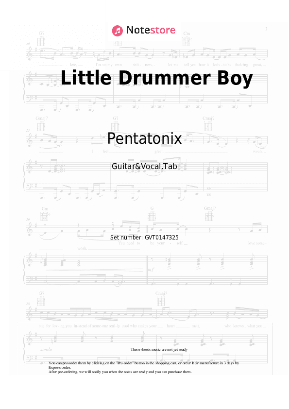 Little Drummer Boy - Pentatonix Chords and Voice - Guitar&Vocal.Tab