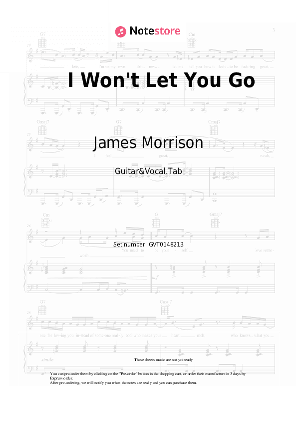 I Won't Let You Go - James Morrison Chords and Voice - Guitar&Vocal.Tab