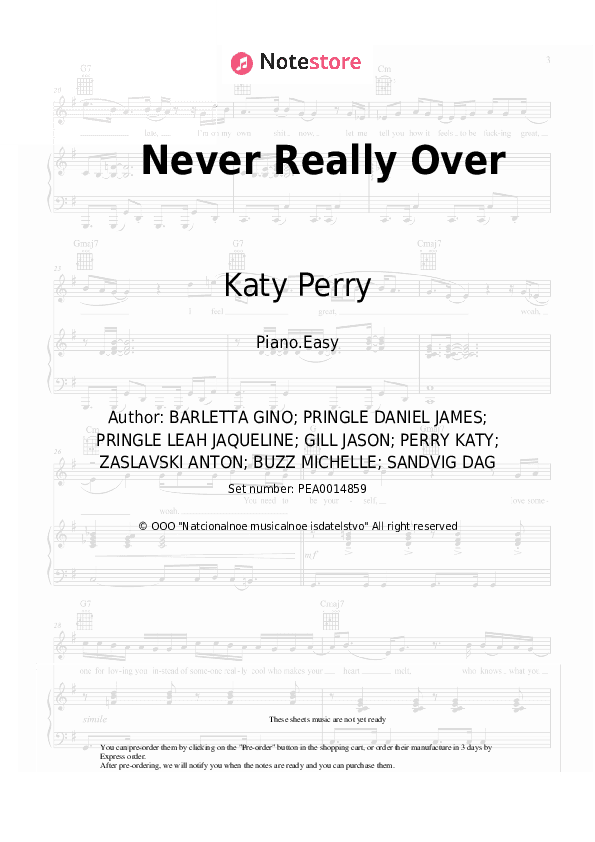Never Really Over - Katy Perry Piano Sheet Music Easy - Piano.Easy
