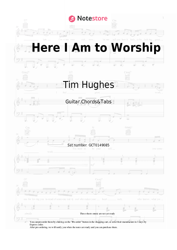 Here I Am to Worship - Tim Hughes Chords and Tabs - Guitar.Chords&Tabs