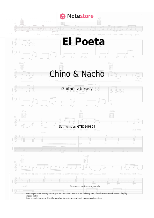 El Poeta - Chino & Nacho Tabs Easy - Guitar.Tab.Easy