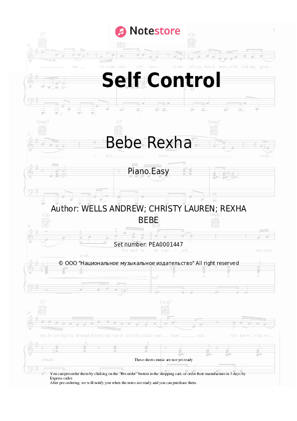 Self Control - Bebe Rexha Piano Sheet Music Easy - Piano.Easy