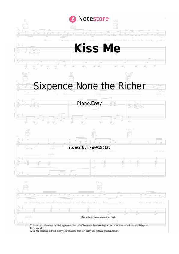 Kiss Me - Sixpence None the Richer Piano Sheet Music Easy - Piano.Easy