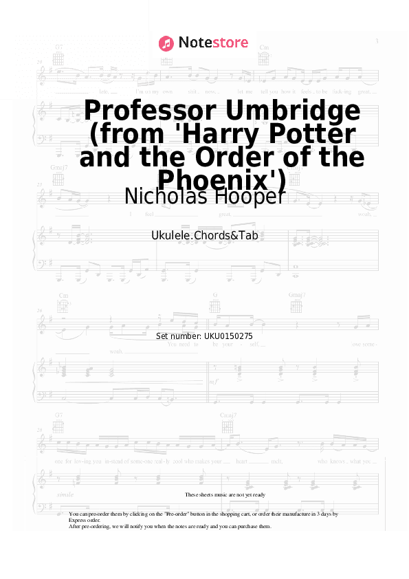 Professor Umbridge (from 'Harry Potter and the Order of the Phoenix') - Nicholas Hooper Ukulele Sheet Music - Ukulele.Chords&Tab