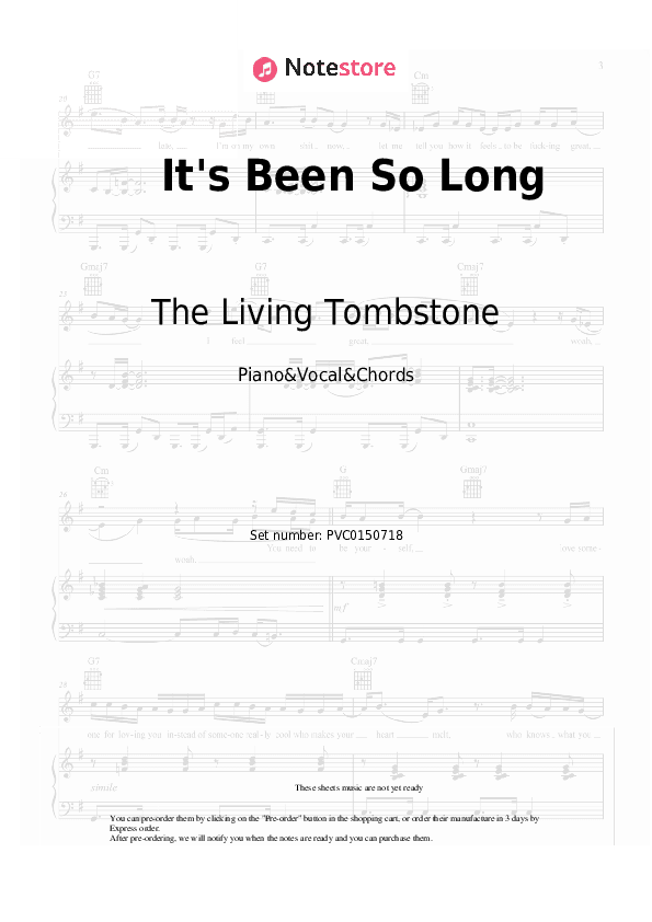 It's Been So Long - The Living Tombstone Piano Sheet Music with the Vocal and Chords - Piano&Vocal&Chords