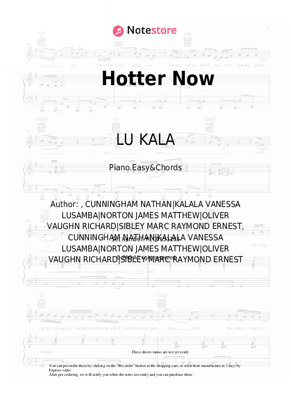 Hotter Now - LU KALA Sheet Music Easy and Chords - Piano.Easy&Chords