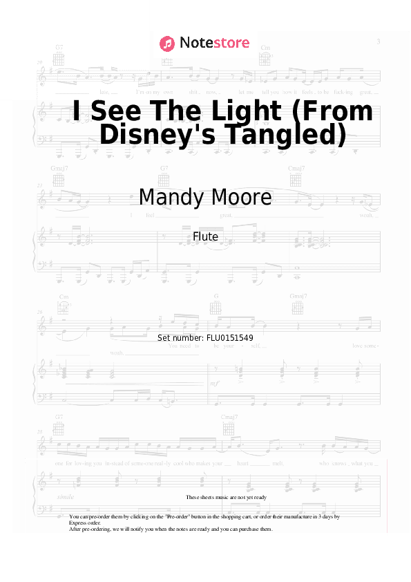 I See The Light (From Disney's Tangled) - Mandy Moore, Zachary Levi Flute Sheet Music - Flute