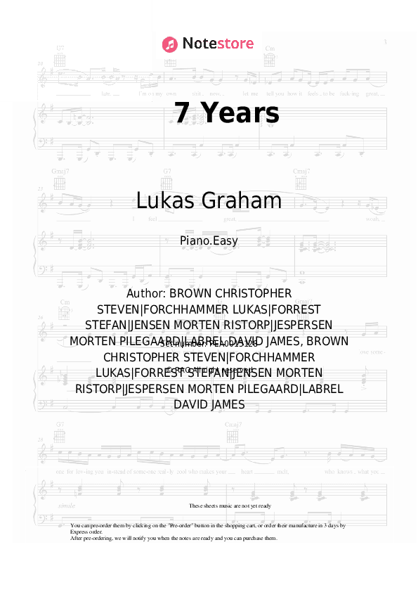 7 Years - Lukas Graham Piano Sheet Music Easy - Piano.Easy