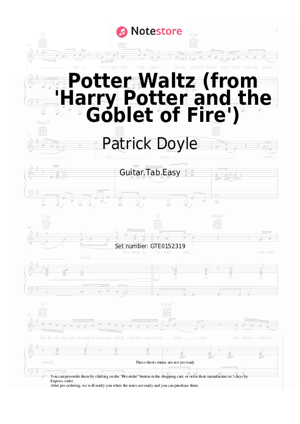 Yule Ball Waltz (from 'Harry Potter and the Goblet of Fire') - Patrick Doyle Tabs Easy - Guitar.Tab.Easy