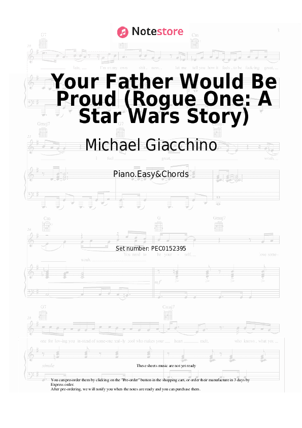 Your Father Would Be Proud (Rogue One: A Story) - Michael Giacchino Sheet Music Easy and Chords - Piano.Easy&Chords