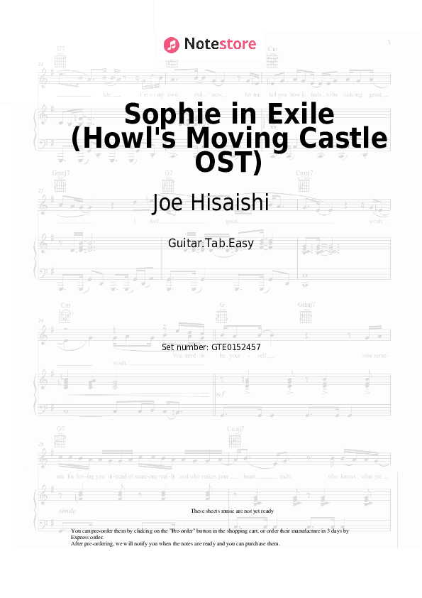 Sophie in Exile (Howl's Moving Castle OST) - Joe Hisaishi Tabs Easy - Guitar.Tab.Easy
