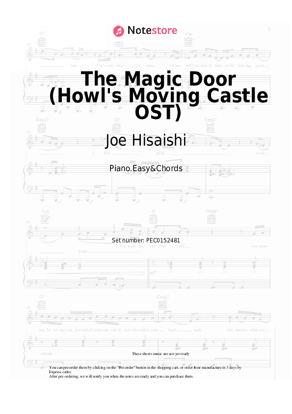 The Magic Door (Howl's Moving Castle OST) - Joe Hisaishi Sheet Music Easy and Chords - Piano.Easy&Chords
