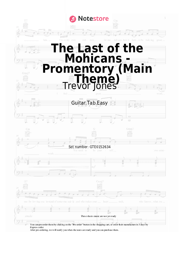The Last of the Mohicans - Promentory (Main Theme) - Trevor Jones Tabs Easy - Guitar.Tab.Easy
