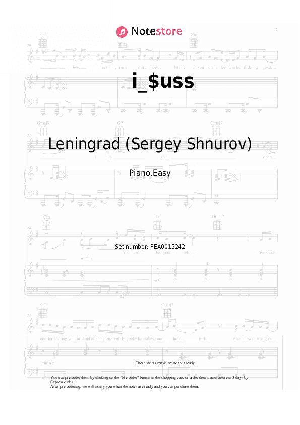 i_$uss - Leningrad (Sergey Shnurov) Piano Sheet Music Easy - Piano.Easy