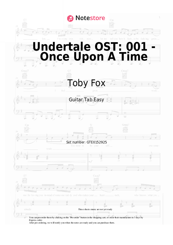 Undertale OST: 001 - Once Upon A Time - Toby Fox Tabs Easy - Guitar.Tab.Easy